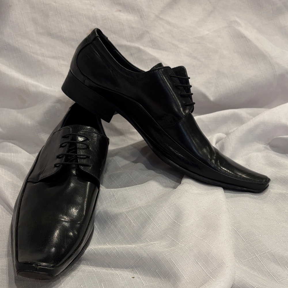 Men's Black Leather formal elegant Lace-Up Derby Shoes